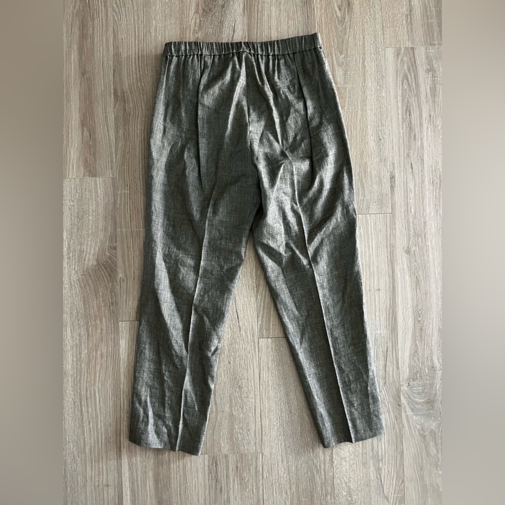 Theory Women’s Organic Linen Basic Pull-On Pants Melange Eco Sharkskin - Size 8 - Picture 6 of 7